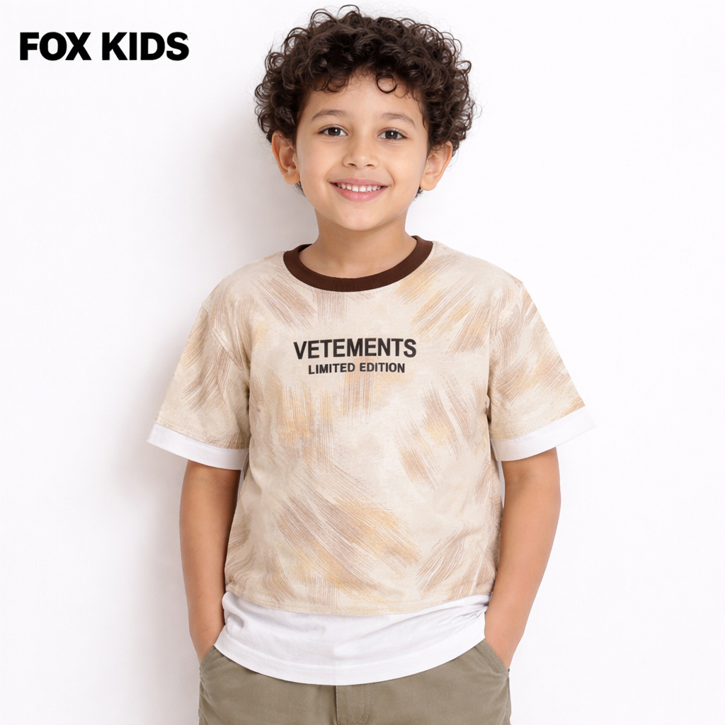 Colorful Fox Kids تيشرت اولادى with playful design, soft cotton fabric, perfect for kids' casual wear.