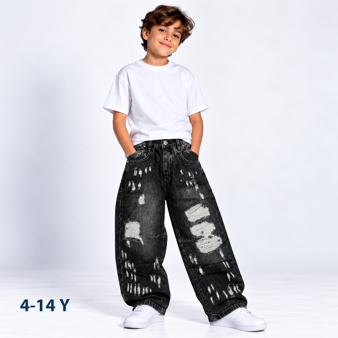 Ripped Wide-Leg Jeans