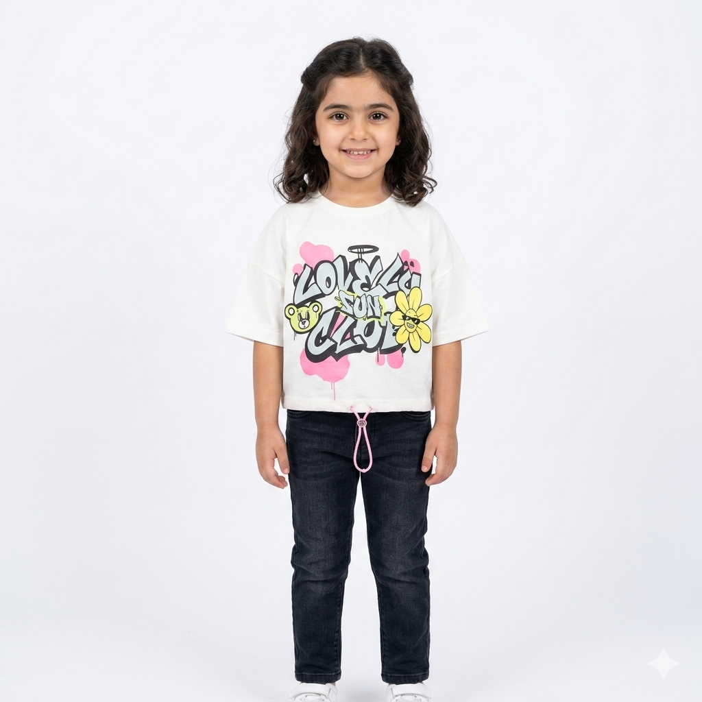Pink girls' T-shirt from Fox Kids with playful graphic design, casual fit, and soft fabric, perfect for everyday wear.