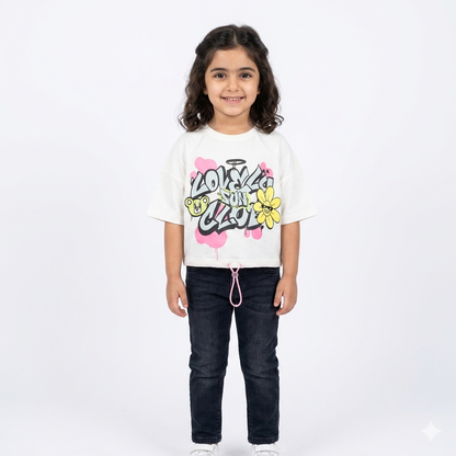Pink girls' T-shirt from Fox Kids with playful graphic design, casual fit, and soft fabric, perfect for everyday wear.