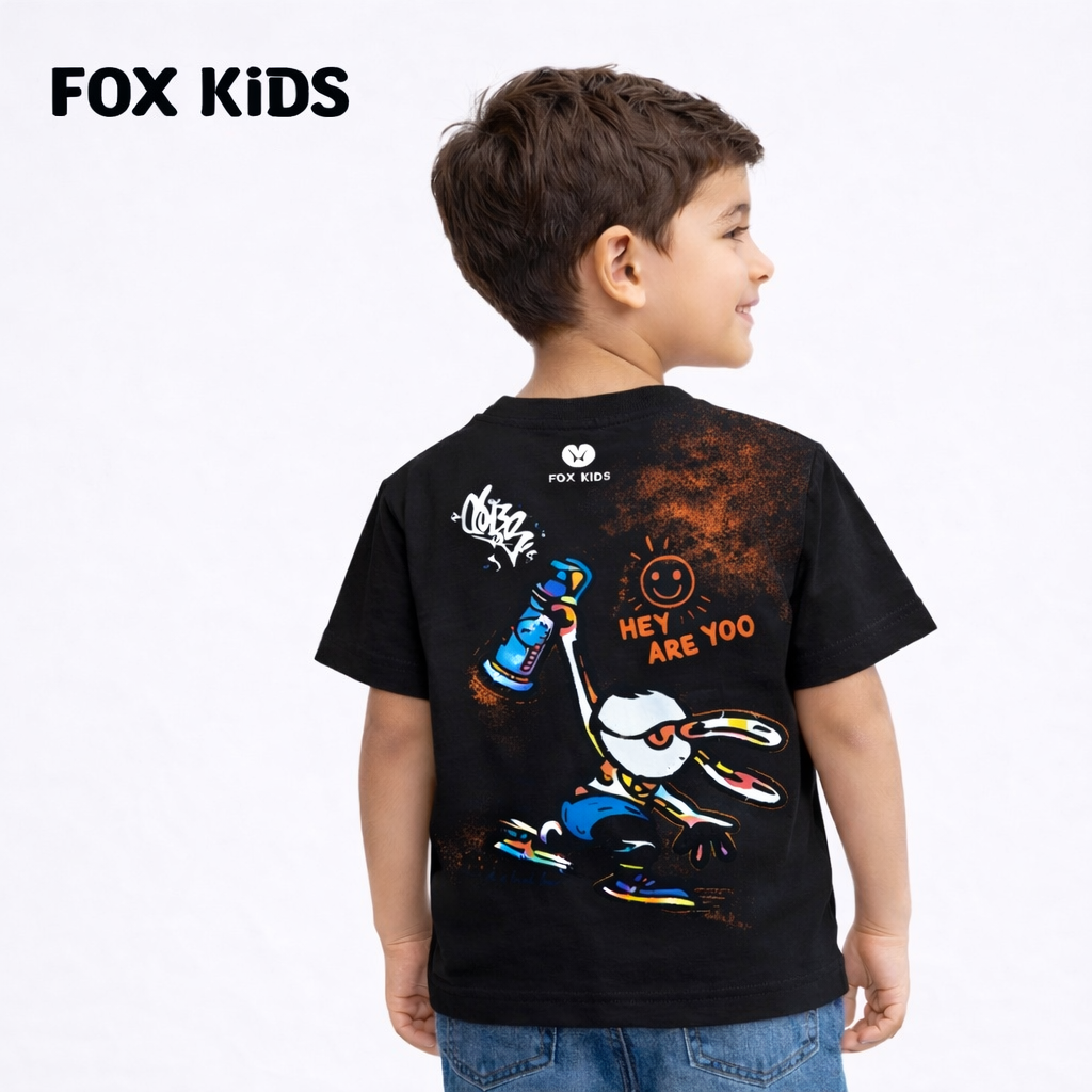 Colorful Fox Kids تيشرت اولادى for boys, featuring playful design and comfortable fabric, perfect for everyday wear.