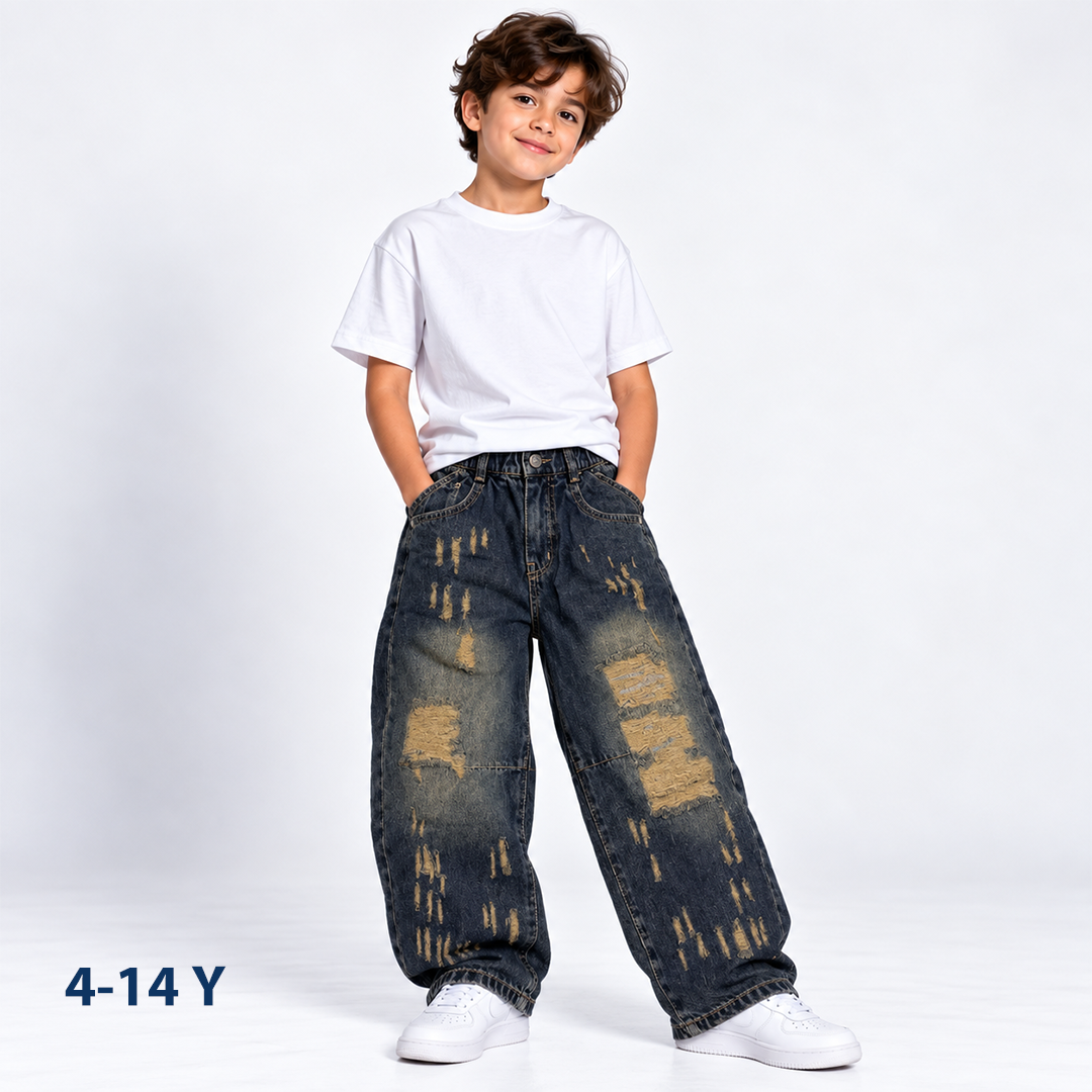 Ripped Wide-Leg Jeans