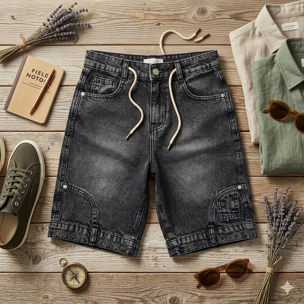 Blue kids' denim shorts by Fox Kids with a comfortable fit and stylish design, shown on a white background.