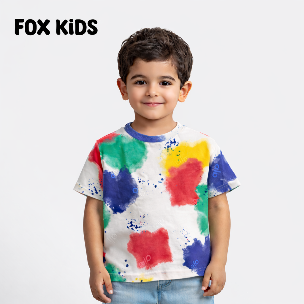 Colorful Fox Kids تيشرت أولادي with playful design, soft cotton fabric, and comfortable fit for children.