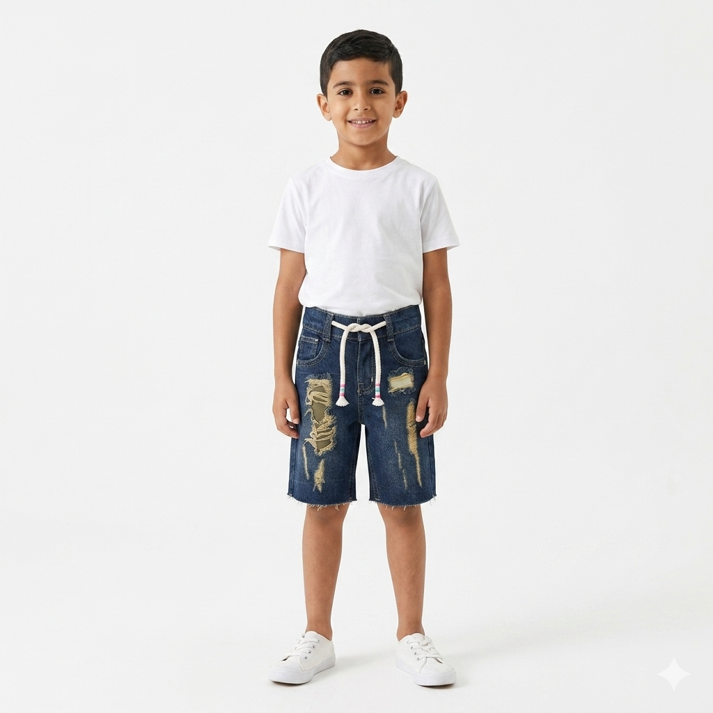 Young boys' blue denim shorts from Fox Kids, featuring a casual fit and classic jean style, displayed on a neutral background.