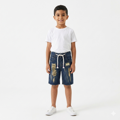Young boys' blue denim shorts from Fox Kids, featuring a casual fit and classic jean style, displayed on a neutral background.