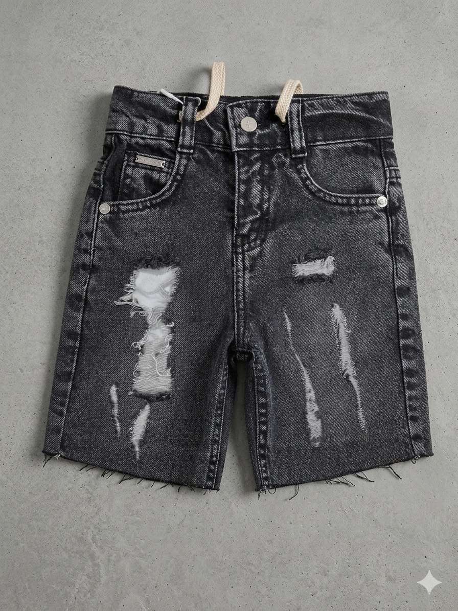 Kids' denim shorts by Fox Kids, featuring a classic blue design with pockets and adjustable waistband, suitable for boys.