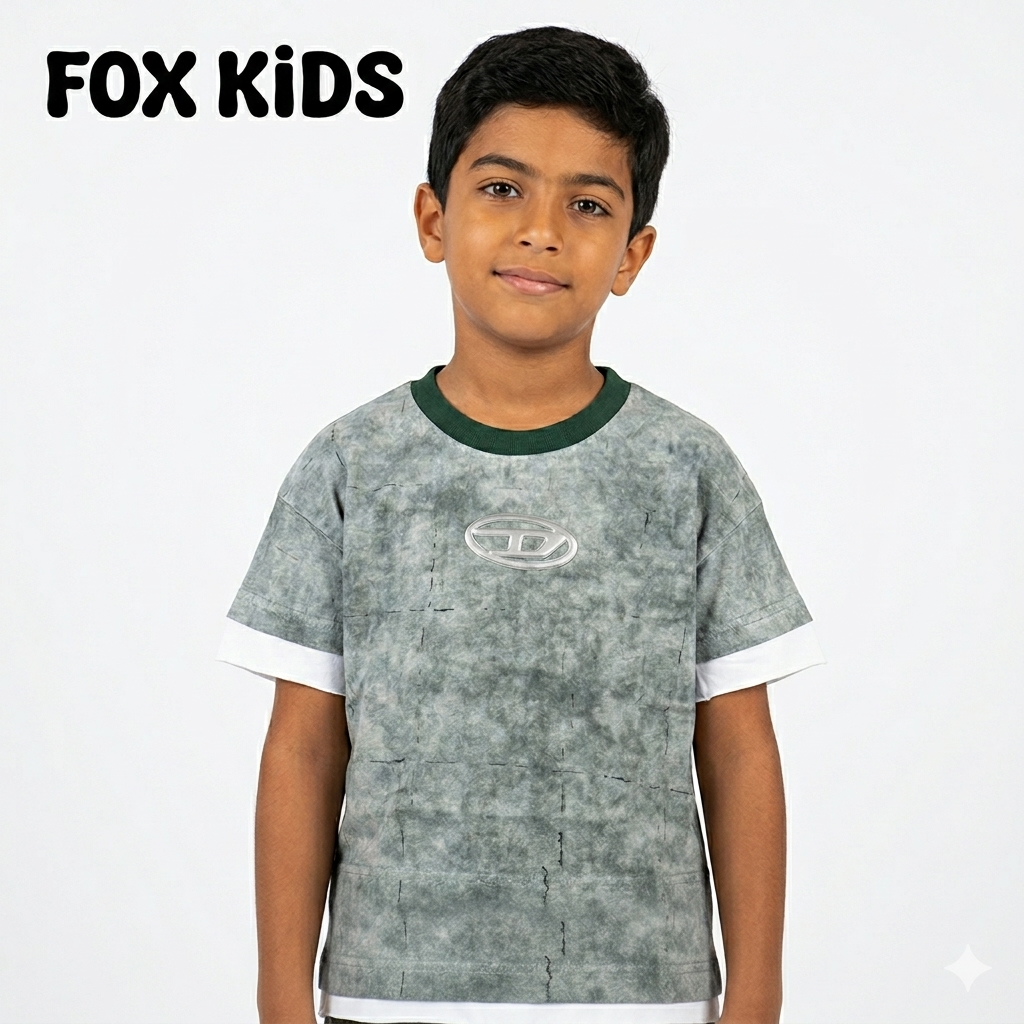 Colorful Fox Kids kids' T-shirt with playful design, made from soft fabric, perfect for children's casual wear.