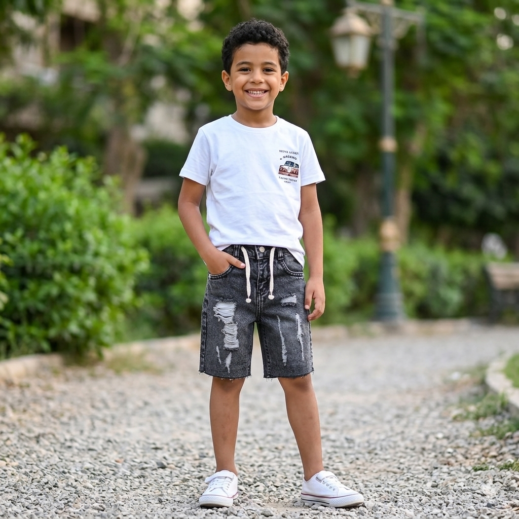 Blue Fox Kids boys' denim shorts with pockets and adjustable waistband, casual and comfortable for kids.