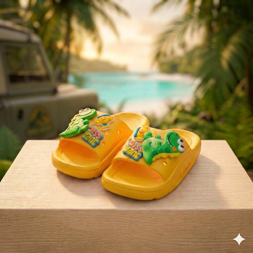 Imported Fox Kids slipper featuring colorful design and soft sole for comfortable wear by children.