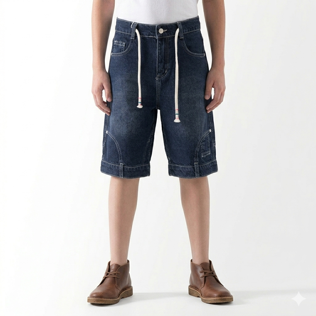 Kids' blue denim shorts by Fox Kids, featuring comfortable fit and stylish design, perfect for casual wear.