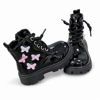 Girls' Patent Lace-Up Boots