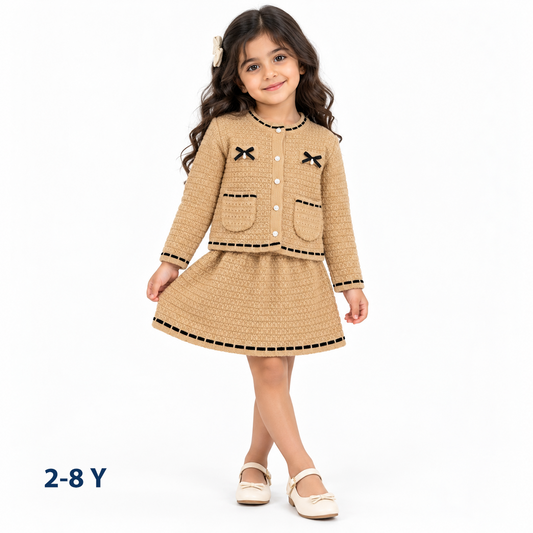 Girls knit sweater and skirt set
