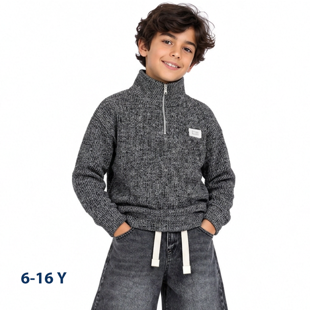 Boys Half-Zip Waffle Knit Sweater
