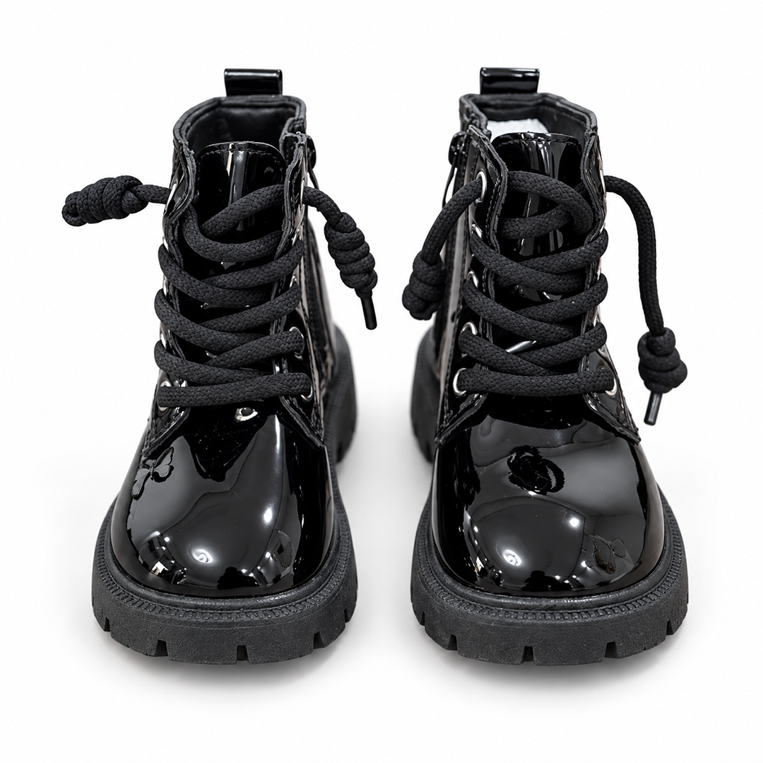 Girls' Patent Lace-Up Boots
