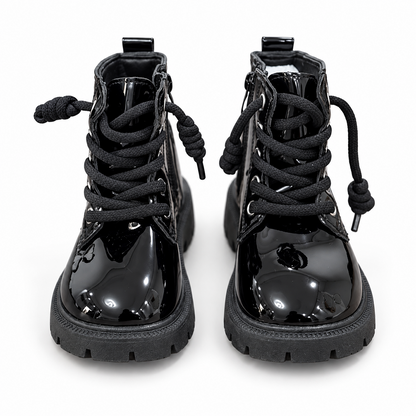 Girls' Patent Lace-Up Boots