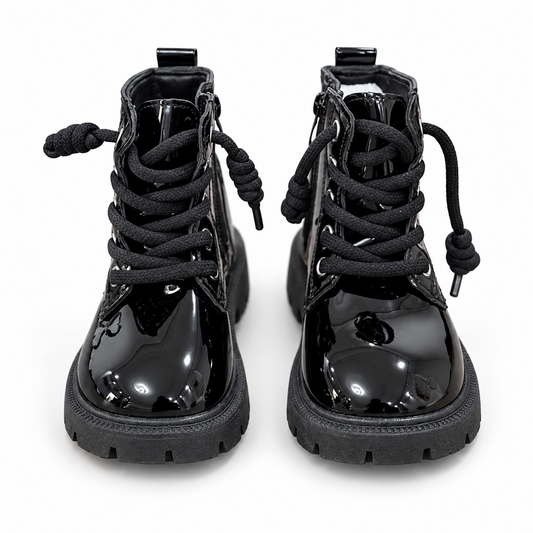 Girls' Patent Lace-Up Boots