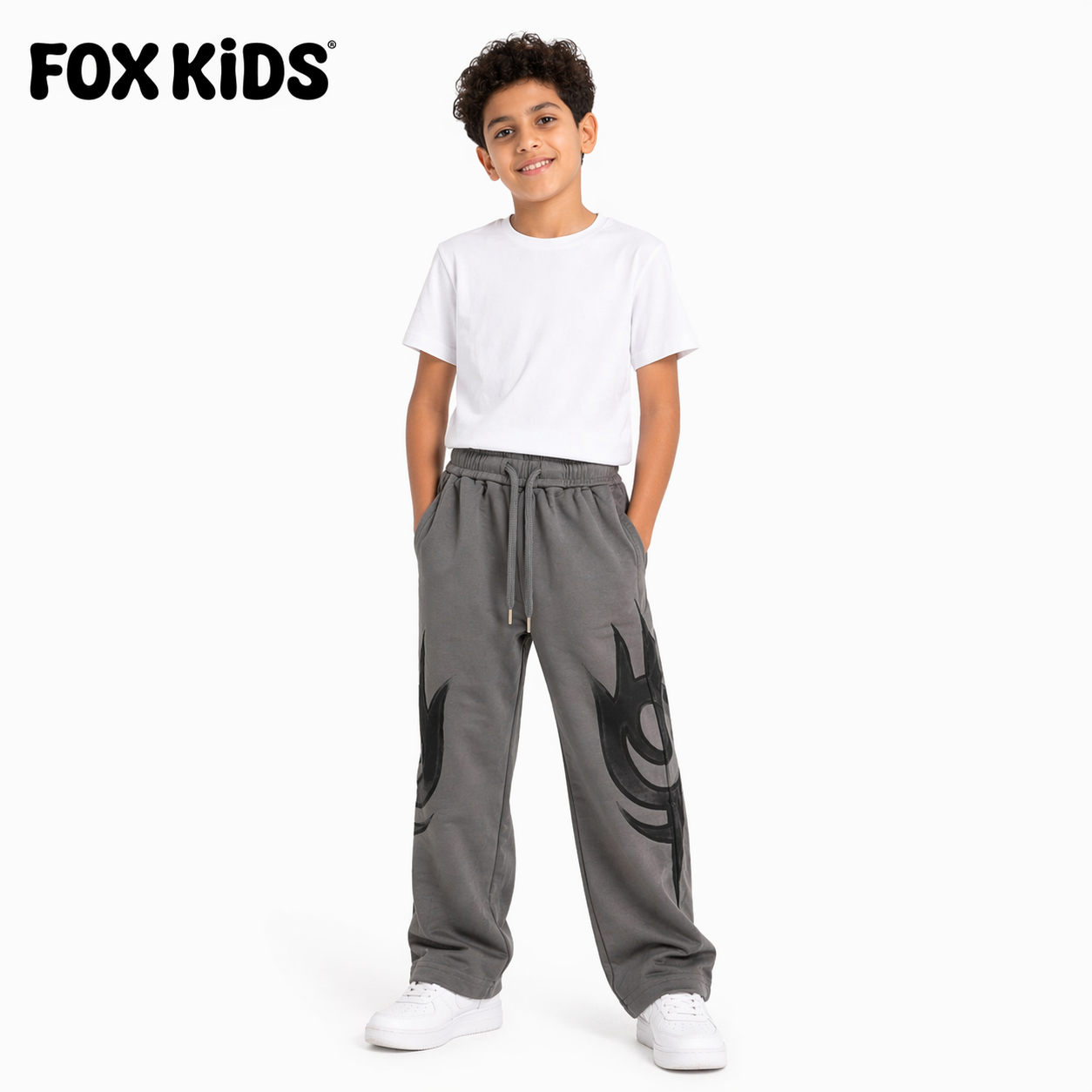 Cute Fox Kids children's pajama set with pink and white stripes, featuring a comfortable, soft fabric for kids' sleepwear.