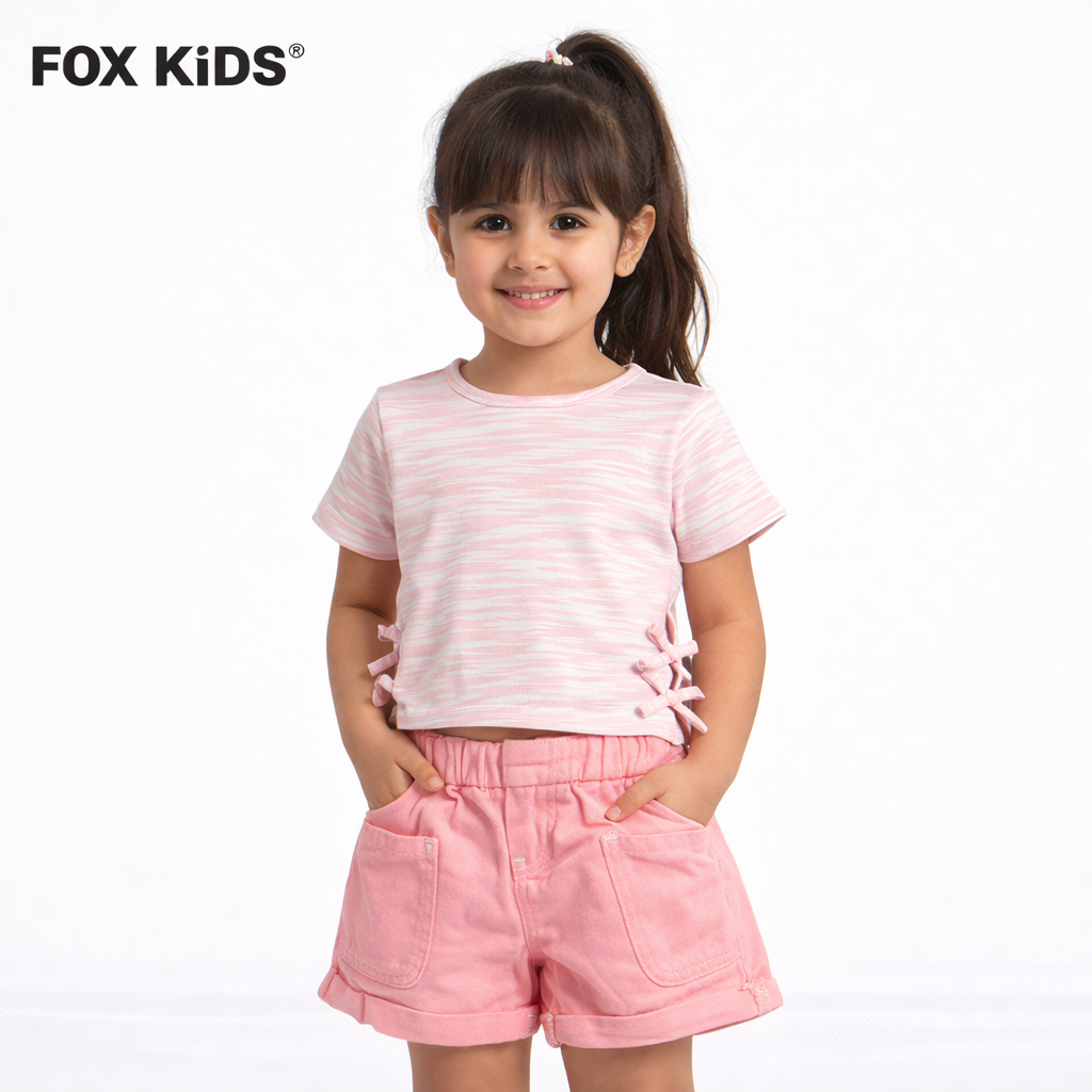 Pink girls' shorts by Fox Kids with soft fabric and comfortable fit, perfect for everyday wear.