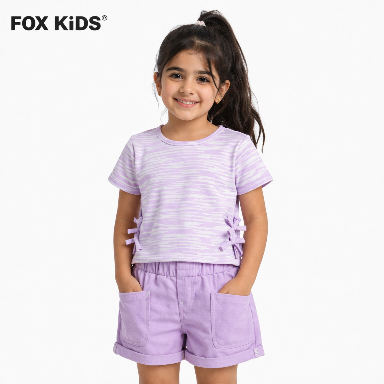 Pink girls' shorts by Fox Kids with soft fabric and comfortable fit, suitable for casual wear and play.
