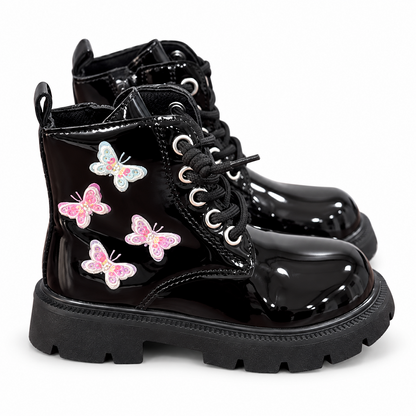 Girls' Patent Lace-Up Boots