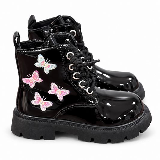 Girls' Patent Lace-Up Boots