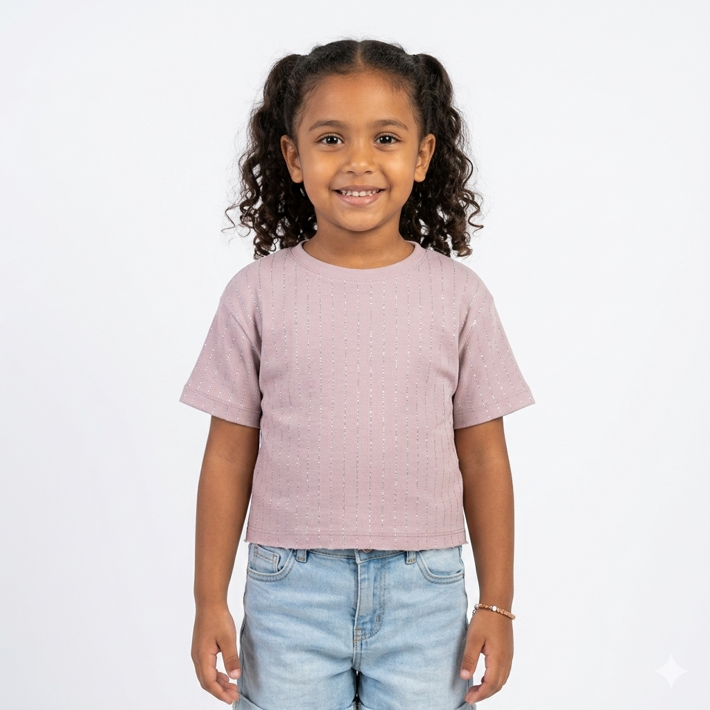 Pink girls' T-shirt by Fox Kids featuring playful design and comfortable fit, perfect for casual wear.