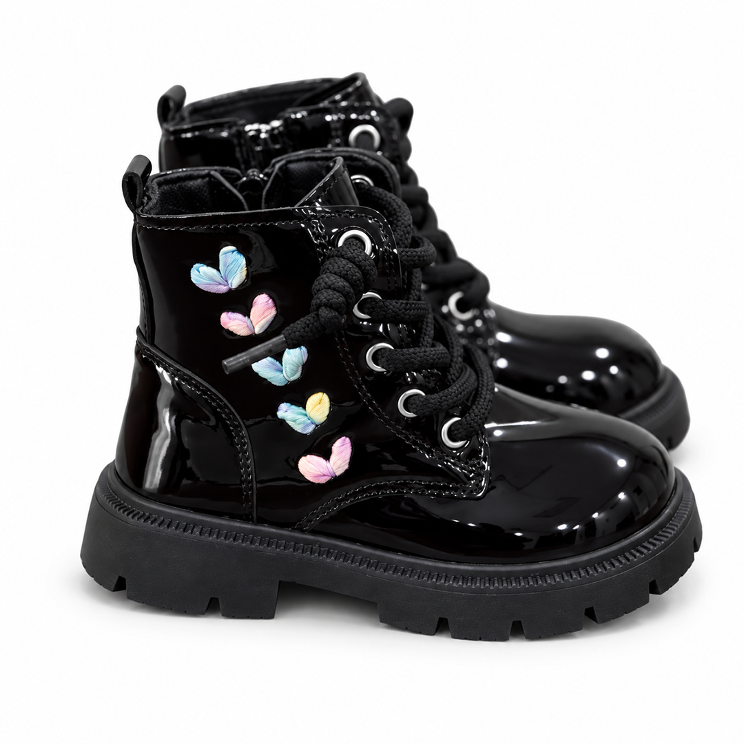 Girls' Patent Lace-Up Boots
