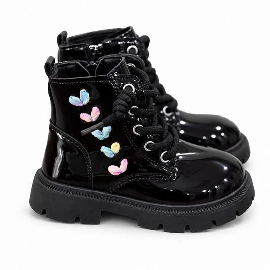 Girls' Patent Lace-Up Boots