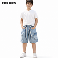 Blue kids' denim shorts from Fox Kids, featuring a casual fit and classic jean style, suitable for boys.