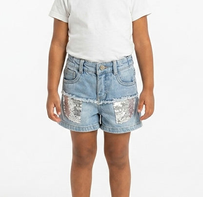 Girls' denim shorts by Fox Kids, featuring a stylish blue jeans design and comfortable fit, perfect for casual wear.