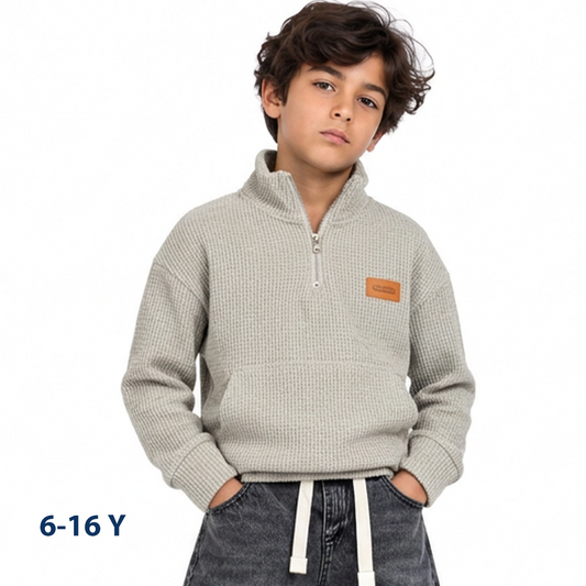 Boys Half-Zip Waffle Knit Sweater