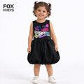 Pink girls' dress from Fox Kids featuring a floral pattern and ruffled sleeves, suitable for casual or special occasions.