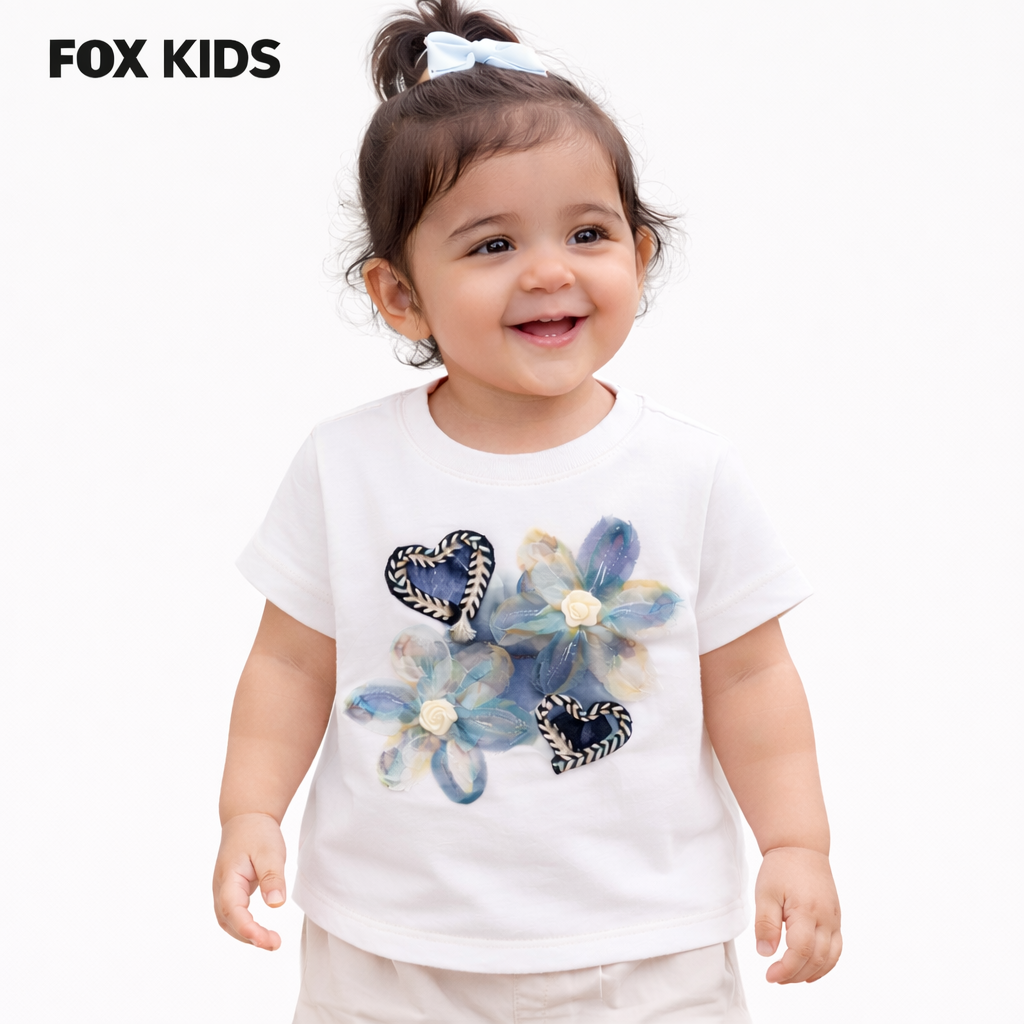 Pink girls' baby T-shirt by Fox Kids with cute cartoon design, soft fabric, perfect for toddlers and young children.