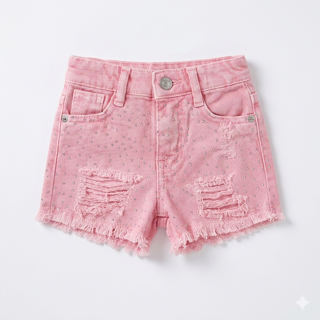 Rhinestone denim shorts