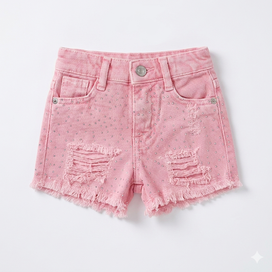 Rhinestone denim shorts