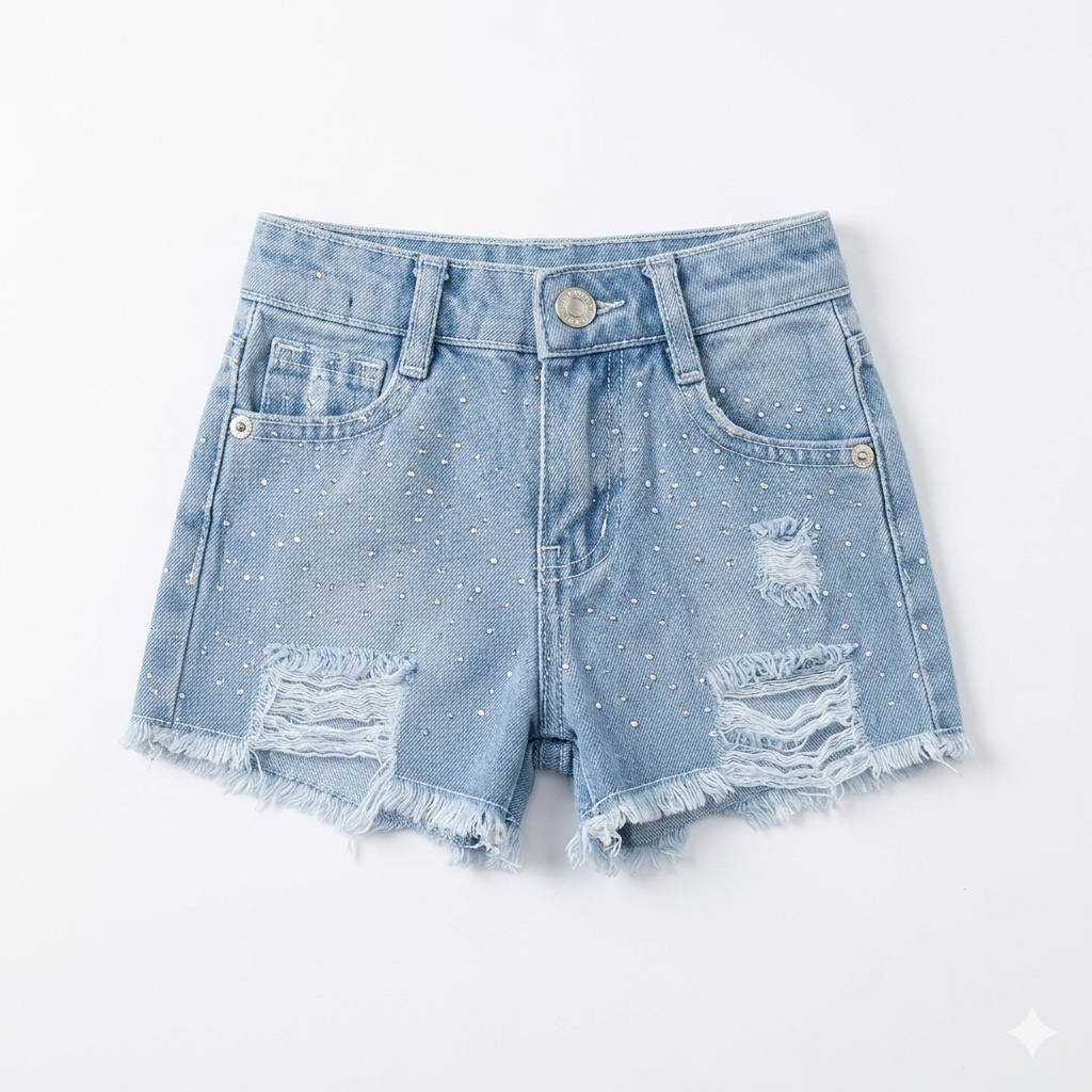 Girls' rhinestone denim shorts