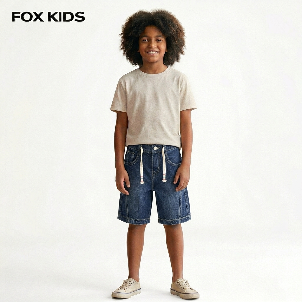 Blue Fox Kids boys' denim shorts with adjustable waistband and pockets, perfect for casual wear.