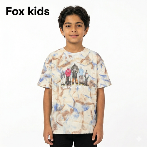 Fox Kids children's T-shirt in vibrant colors, featuring playful graphic design, made from soft, comfortable fabric.