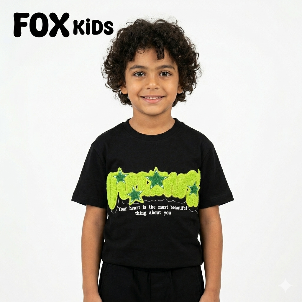 Bright Fox Kids تيشرت اولادى with colorful print on soft fabric, perfect for kids' casual wear.