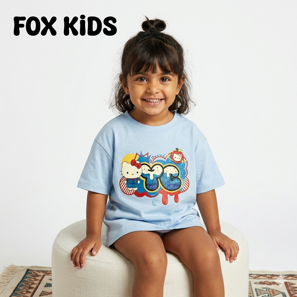Pink girls' T-shirt by Fox Kids with playful design, soft fabric, and comfortable fit, perfect for everyday wear.