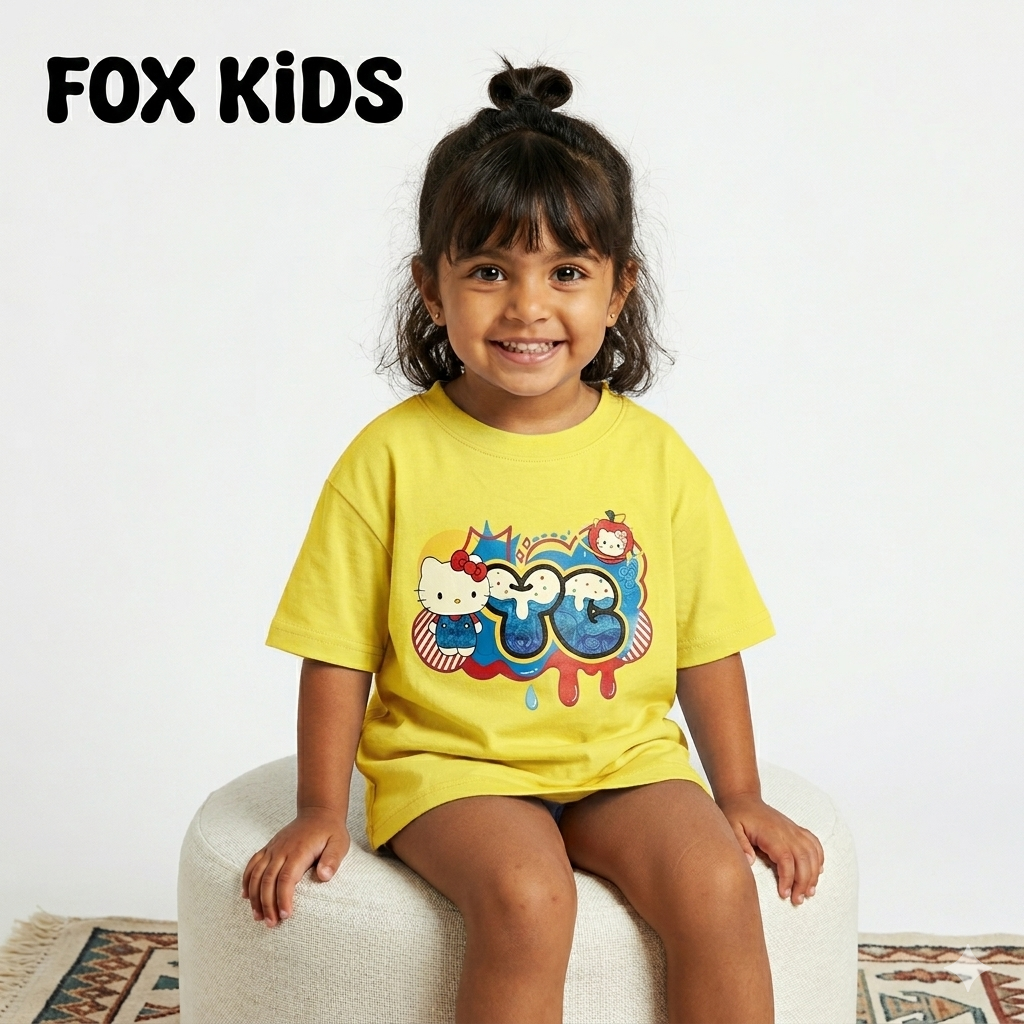 Pink girls' T-shirt from Fox Kids featuring a playful design, soft fabric, and comfortable fit for everyday wear.