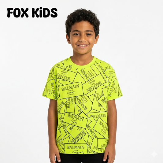 Kids' Balmain t-shirt by Fox Kids featuring a stylish design, shown on a child in a casual setting.