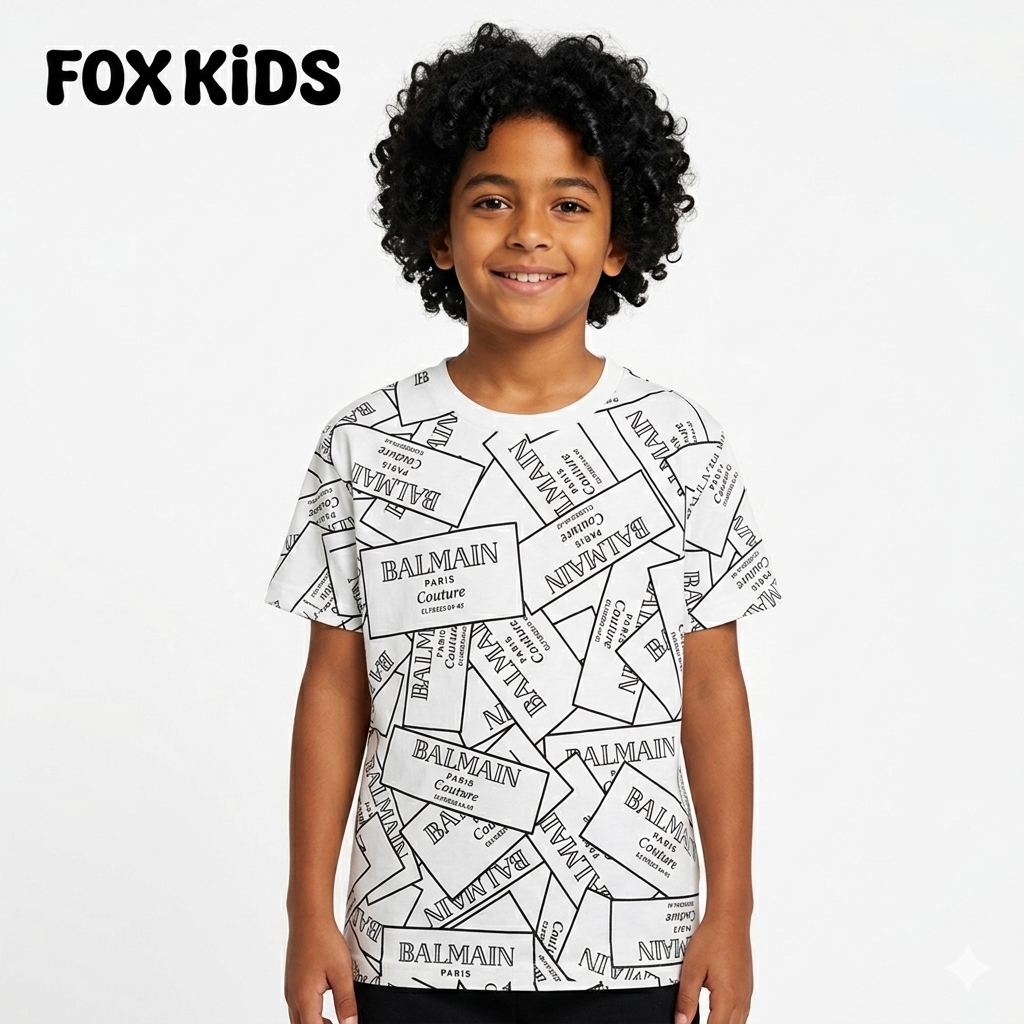 Fox Kids Balmain boys' T-shirt featuring a stylish design, made from comfortable fabric, perfect for kids' casual wear.