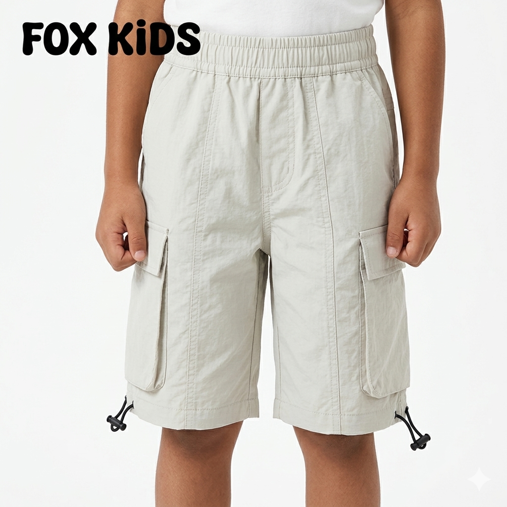 Kids' waterproof shorts by Fox Kids, showing a colorful, lightweight design suitable for outdoor play and water activities.