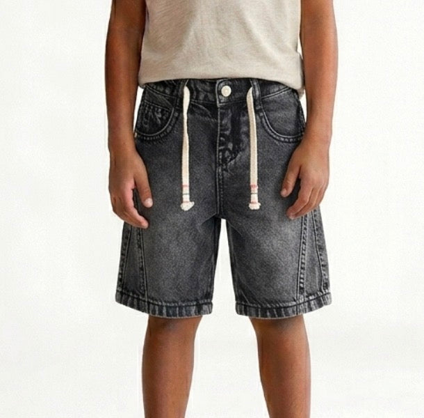Blue kids' denim shorts from Fox Kids with a classic fit, featuring front pockets and adjustable waist for comfortable wear.