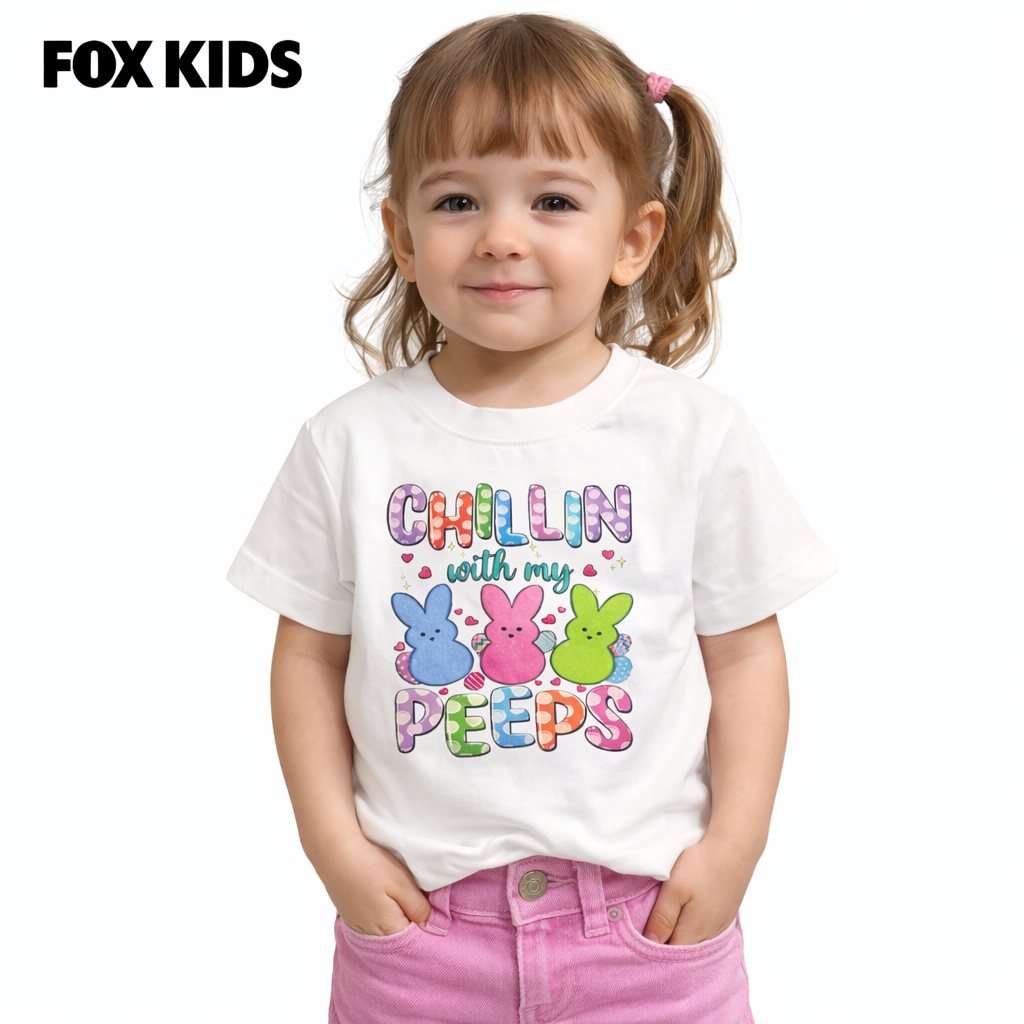 Pink girls' T-shirt from Fox Kids with playful colorful design, soft fabric, and comfortable fit for everyday wear.